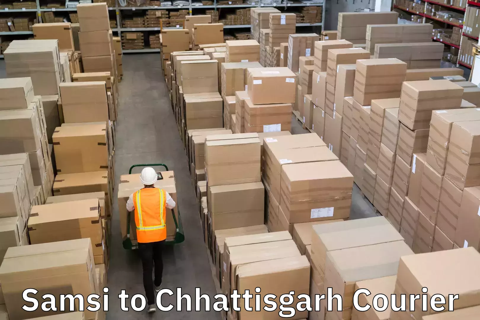 Smart parcel tracking Samsi to Dharamjaigarh