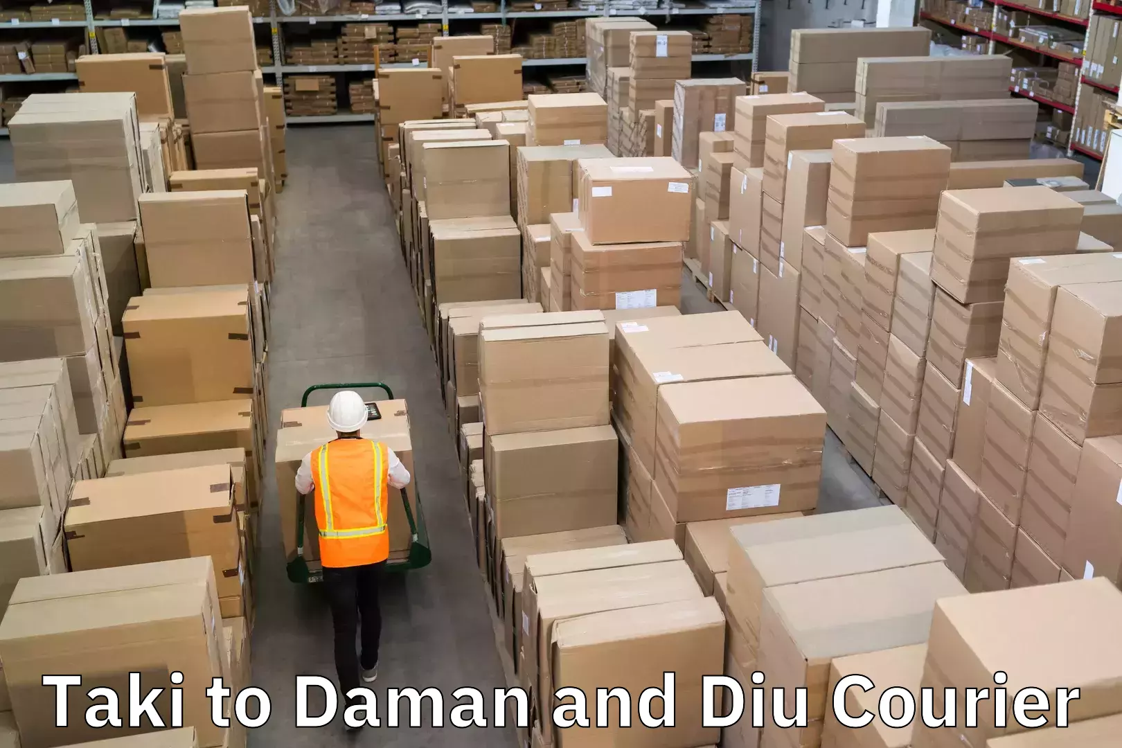 Courier rate comparison Taki to Daman and Diu