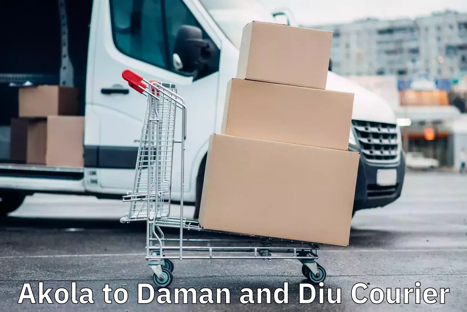 High value parcel delivery Akola to Daman and Diu