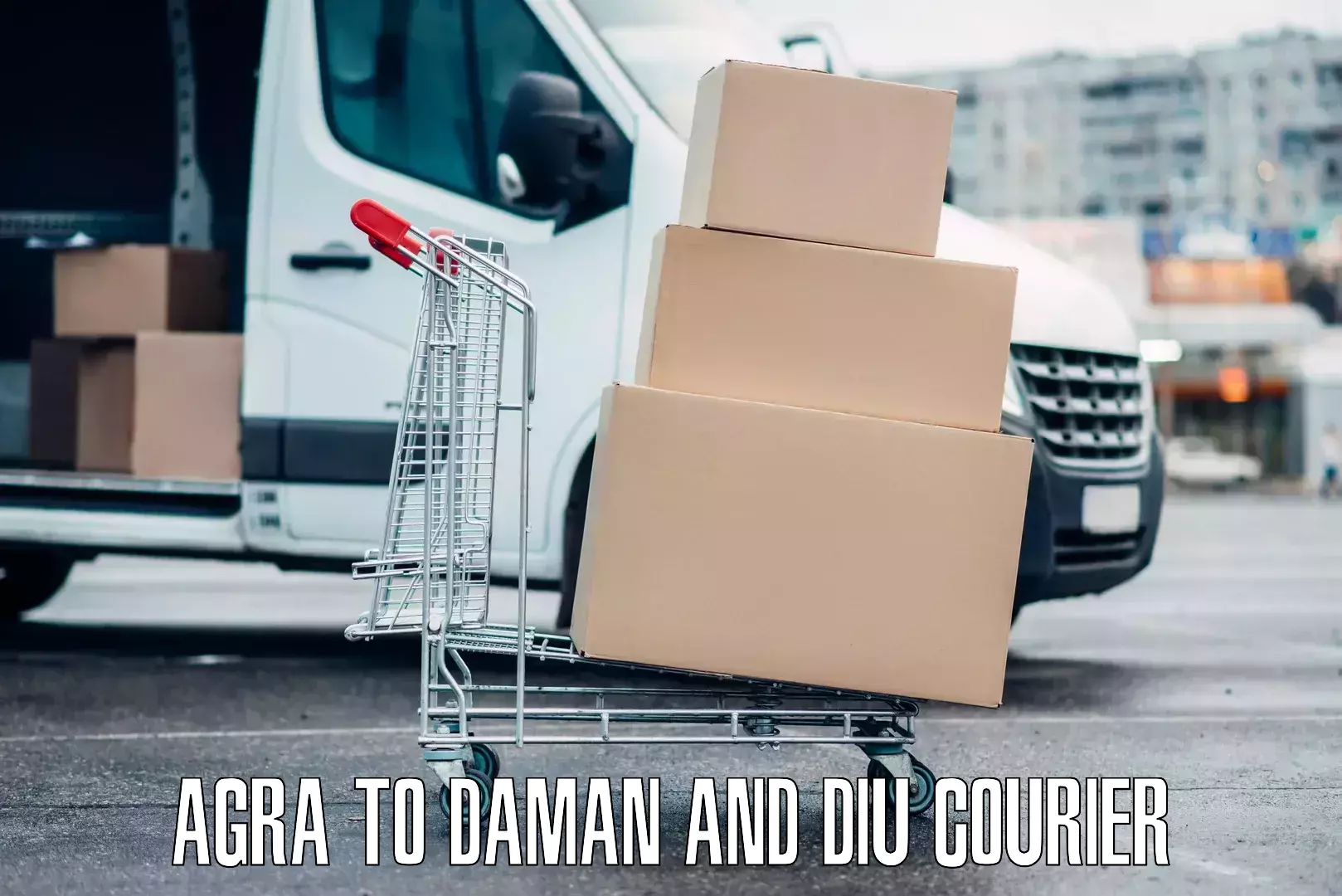 Baggage transport technology Agra to Daman and Diu