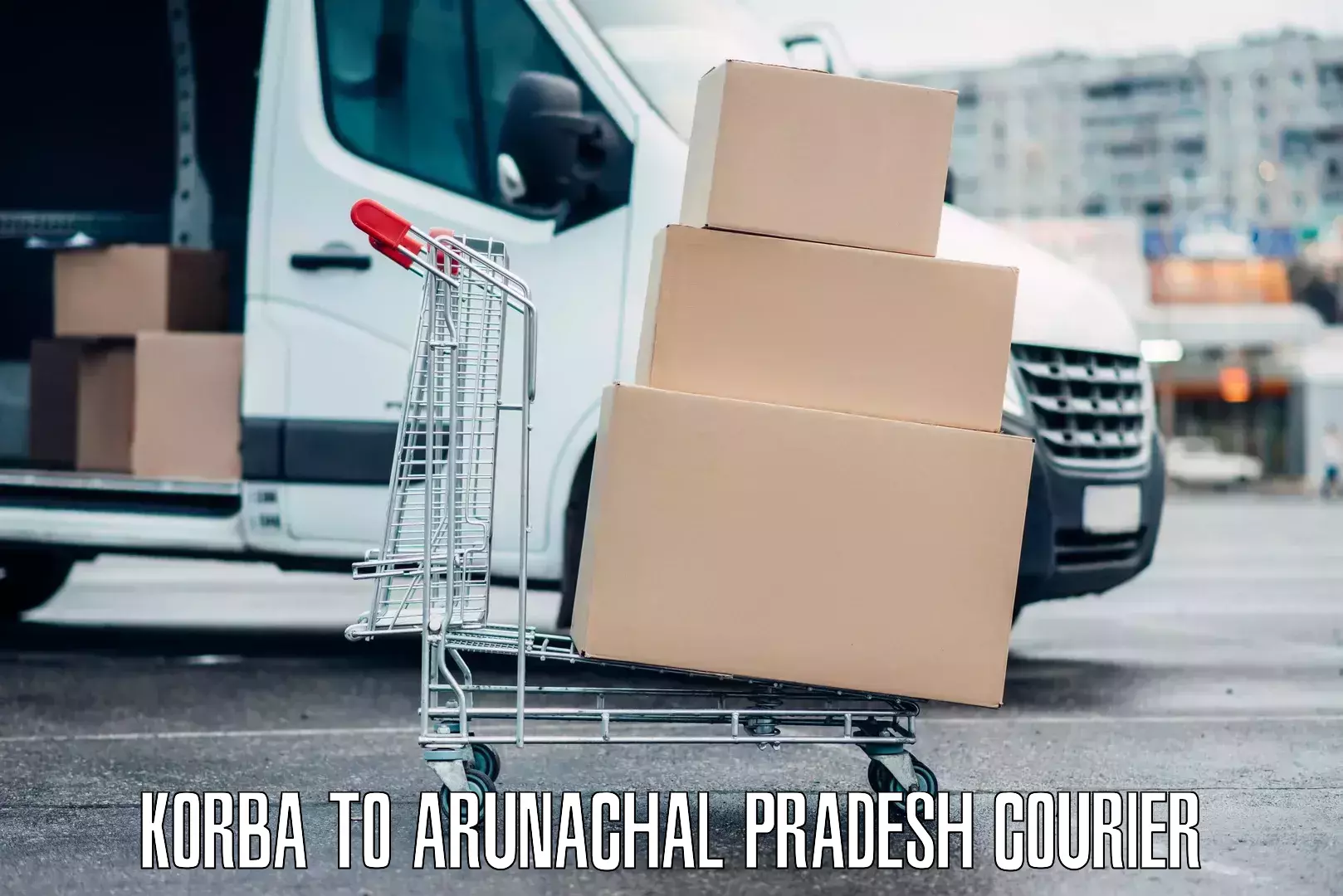 Luggage delivery network Korba to Arunachal Pradesh